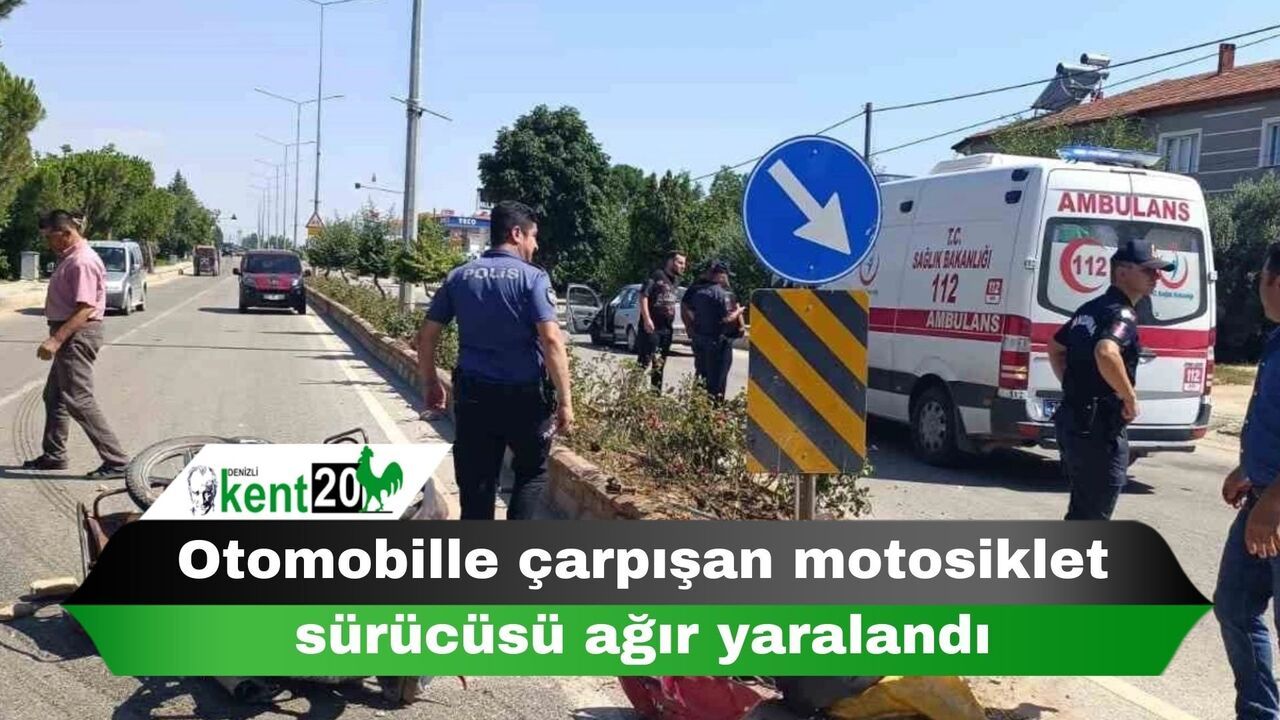 Otomobille çarpışan motosiklet sürücüsü ağır yaralandı