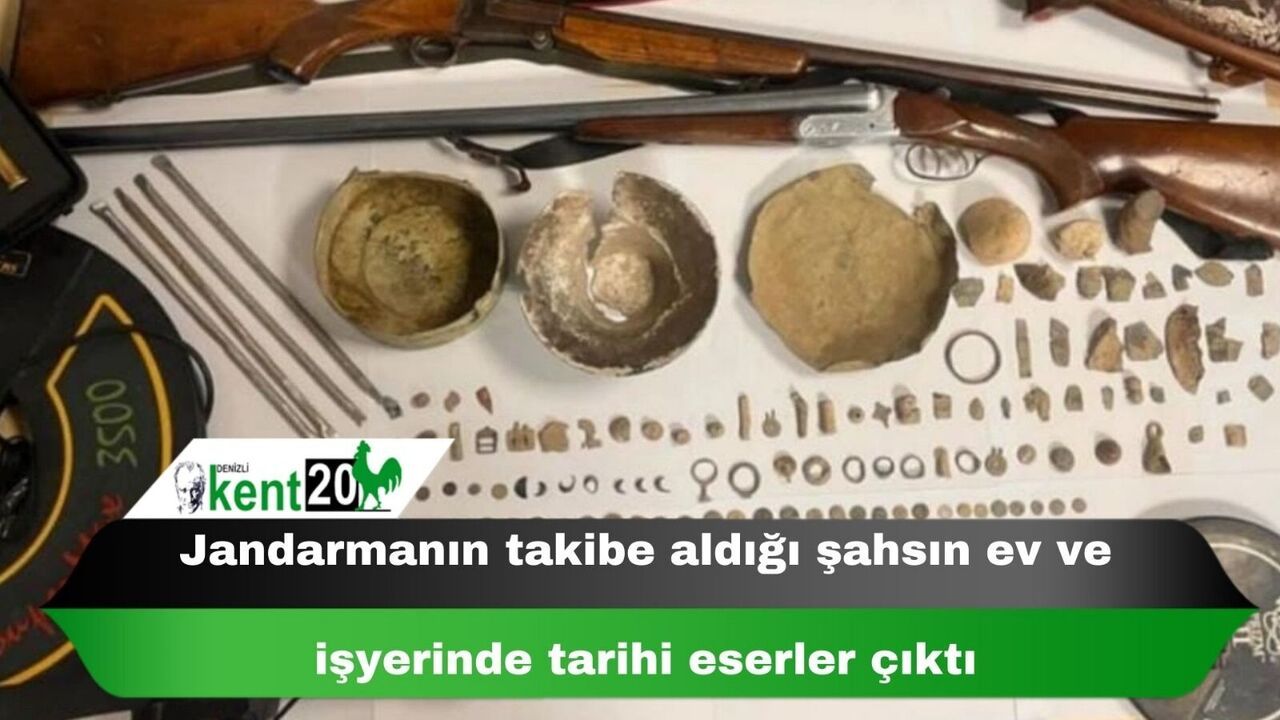 Jandarmanın takibe aldığı şahsın ev ve işyerinde tarihi eserler çıktı