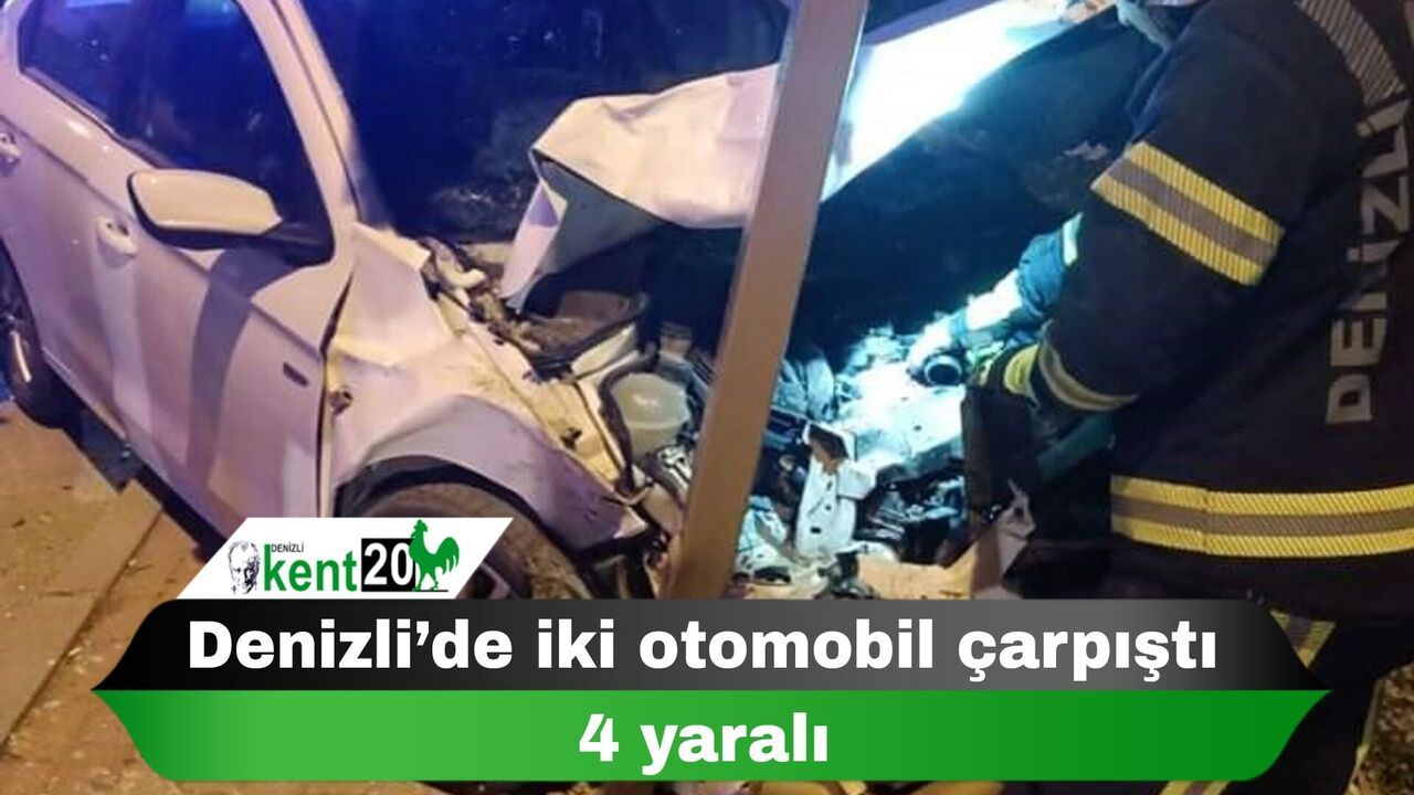 Denizli’de iki otomobil çarpıştı: 4 yaralı
