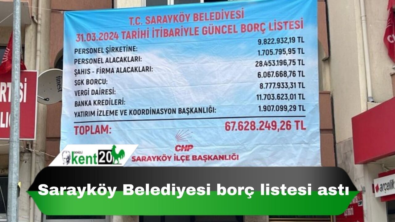 Sarayköy Belediyesi borç listesini astı