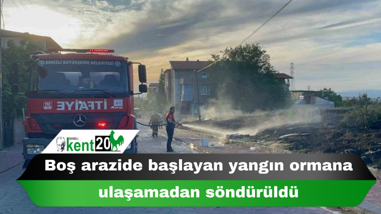 Boş arazide başlayan yangın ormana ulaşamadan söndürüldü