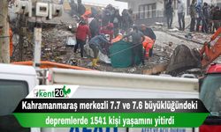Kahramanmaraş merkezli 7.7 ve 7.6 büyüklüğündeki depremlerde 1541 kişi yaşamını yitirdi