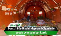 Denizli Büyükşehir deprem bölgesinde çocuk oyun alanları  kurdu