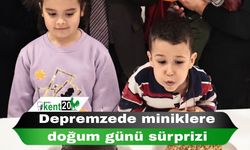 Depremzede miniklere doğum günü sürprizi