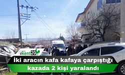 İki aracın kafa kafaya çarpıştığı kazada 2 kişi yaralandı