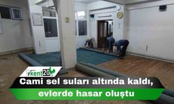 Cami sel suları altında kaldı, evlerde hasar oluştu