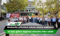 Bozkurtlu çiftçilere tohum eleme makinesi ve katı gübre dağıtma römorku hibe edildi