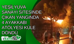 Yeşilyuva Sanayi Sitesinde çıkan yangında 4 ayakkabı atölyesi küle döndü