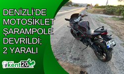 Denizli’de motosiklet şarampole devrildi; 2 yaralı