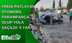 Freni patlayan otomobil paramparça olup yola saçıldı: 5 yaralı