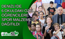 Denizli’de 6 okuldaki özel öğrencilere spor malzemesi dağıtıldı