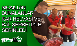 Sıcaktan bunalanlar kar helvası ve bal şerbetiyle serinledi