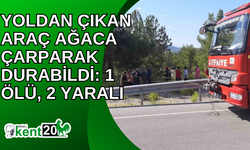 Yoldan çıkan araç ağaca çarparak durabildi: 1 ölü, 2 yaralı