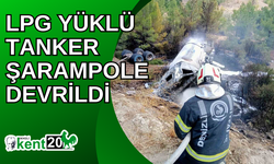 LPG yüklü tanker şarampole devrildi