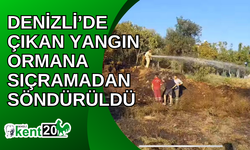 Denizli’de çıkan yangın ormana sıçramadan söndürüldü