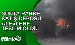 Sunta parke satış deposu alevlere teslim oldu