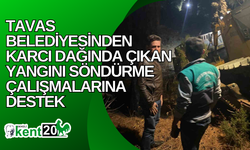 Tavas Belediyesinden Karcı Dağında çıkan yangını söndürme çalışmalarına destek