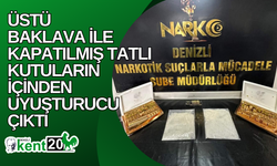 Üstü baklava ile kapatılmış tatlı kutuların içinden uyuşturucu çıktı