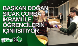 Başkan Doğan sıcak çorba ikramı ile öğrencilerin içini ısıtıyor