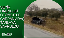 Karşı şeride geçerek seyir halindeki otomobile çarpan araç tarlaya savruldu