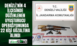 Denizli’nin 4 ilçesinde düzenlenen uyuşturucu operasyonunda 22 kişi gözaltına alındı