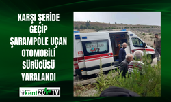 Karşı şeride geçip şarampole uçan otomobili sürücüsü yaralandı