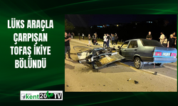 Lüks araçla çarpışan Tofaş ikiye bölündü