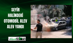 Seyir halindeki otomobil alev alev yandı