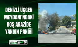 Denizli Üçgen Meydanı’ndaki Boş Arazide Yangın Paniği