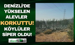 Denizli'deki yangın korkuttu, yükselen alevlere köylüler müdahale etti!