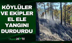 Köylüler ve Ekipler El Ele Yangını Durdurdu