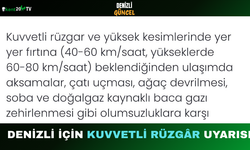 Denizli İçin Kuvvetli Rüzgâr Uyarısı