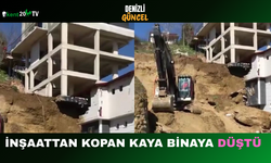 İnşaattan Kopan Kaya Binaya Düştü