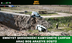 Emniyet Şeridindeki Kamyonete Çarpan Araç Boş Araziye Düştü