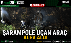 Şarampole Uçan Araç Alev Aldı