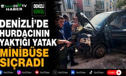 Denizli'de hurdacının yaktığı yatak minibüse sıçradı