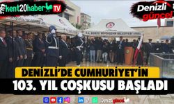 Denizli'de Cumhuriyet'in 103. yılı coşkusu çelenk sunma töreniyle başladı