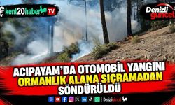 Acıpayam'da Otomobil Yangını Ormanlık Alana Sıçramadan Söndürüldü