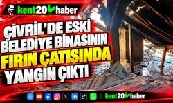 Çivril'de eski belediye binasının fırın çatısında yangın çıktı