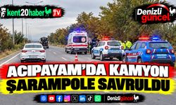 Acıpayam’da kamyon şarampole savruldu