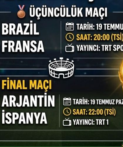DÜNYA KUPASI'NDA BÜYÜK FİNAL VE ÜÇÜNCÜLÜK HEYECANI!