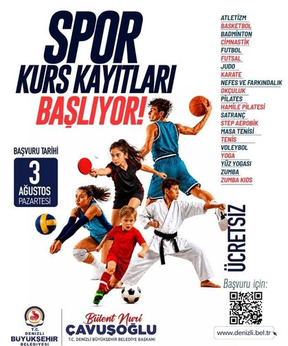 Denizli Büyükşehir Belediyesi Ücretsiz Spor Kursları Kayıtları Başlıyor!