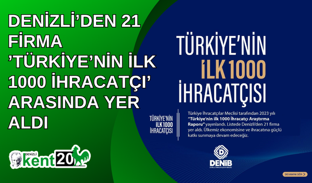 Denizli’den 21 firma ’Türkiye’nin İlk 1000 İhracatçı’ arasında yer aldı