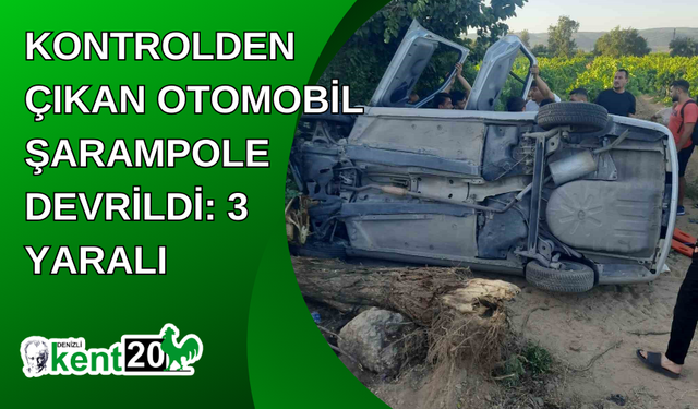 Kontrolden çıkan otomobil şarampole devrildi: 3 yaralı