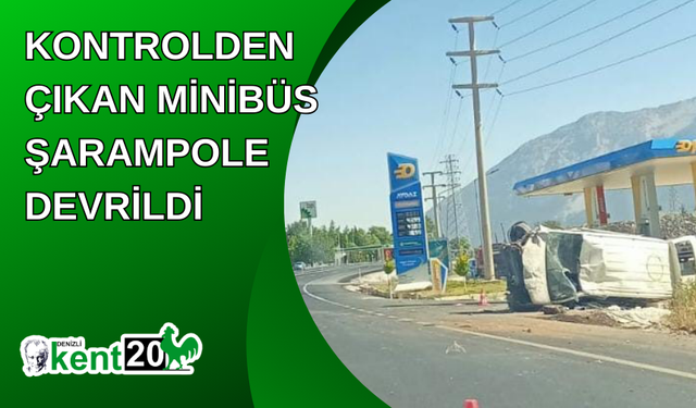 Kontrolden çıkan minibüs şarampole devrildi