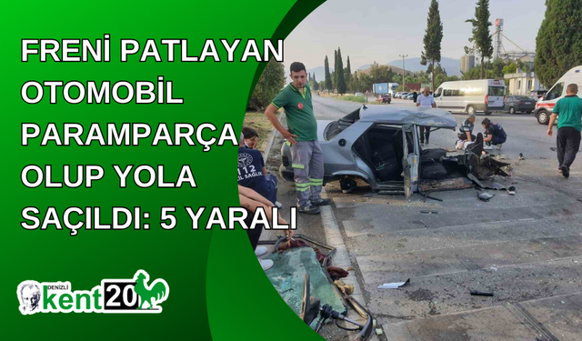 Freni patlayan otomobil paramparça olup yola saçıldı: 5 yaralı