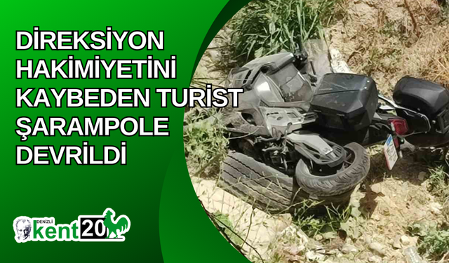 Direksiyon hakimiyetini kaybeden turist şarampole devrildi