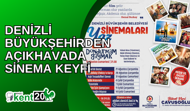 Denizli Büyükşehirden açıkhavada sinema keyfi