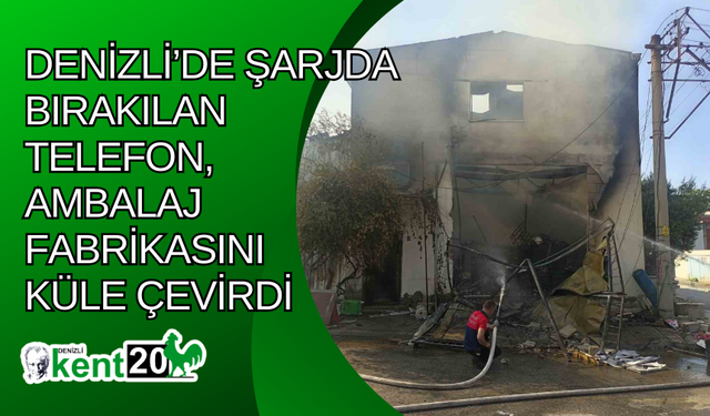 Denizli’de şarjda bırakılan telefon ambalaj fabrikasını küle çevirdi