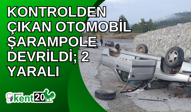 Kontrolden çıkan otomobil şarampole devrildi; 2 yaralı